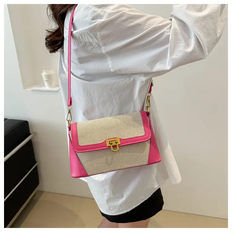 Women's Western Style Shoulder Bag Pink Grey Contrast 2024 — feature 14