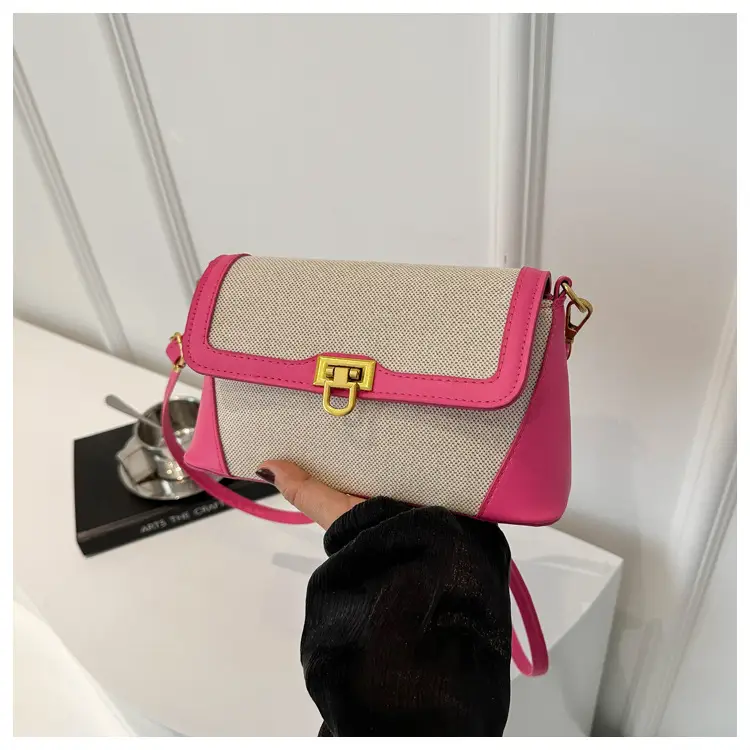 Women's Western Style Shoulder Bag Pink Grey Contrast 2024 — feature 17