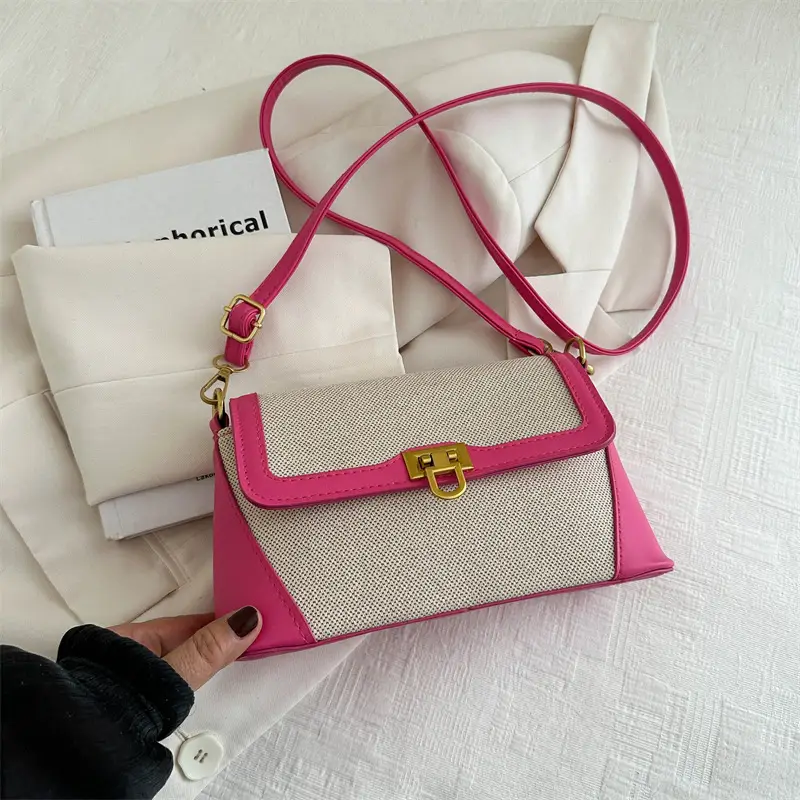 Women's Western Style Shoulder Bag Pink Grey Contrast 2024 - Image 4