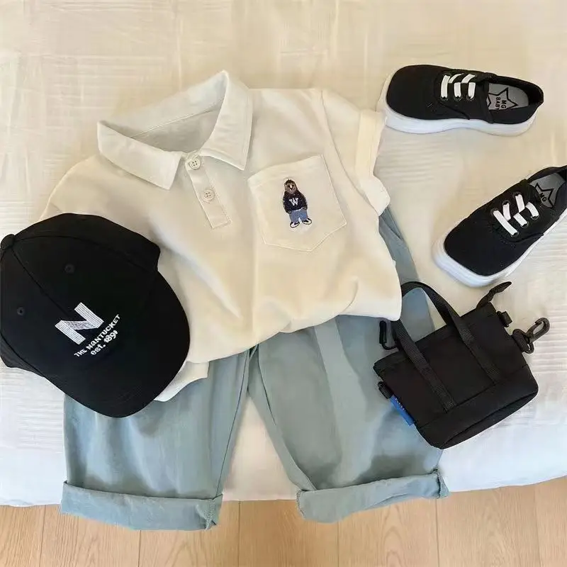 Boys Cotton Polo Shirt 2024 Summer Set