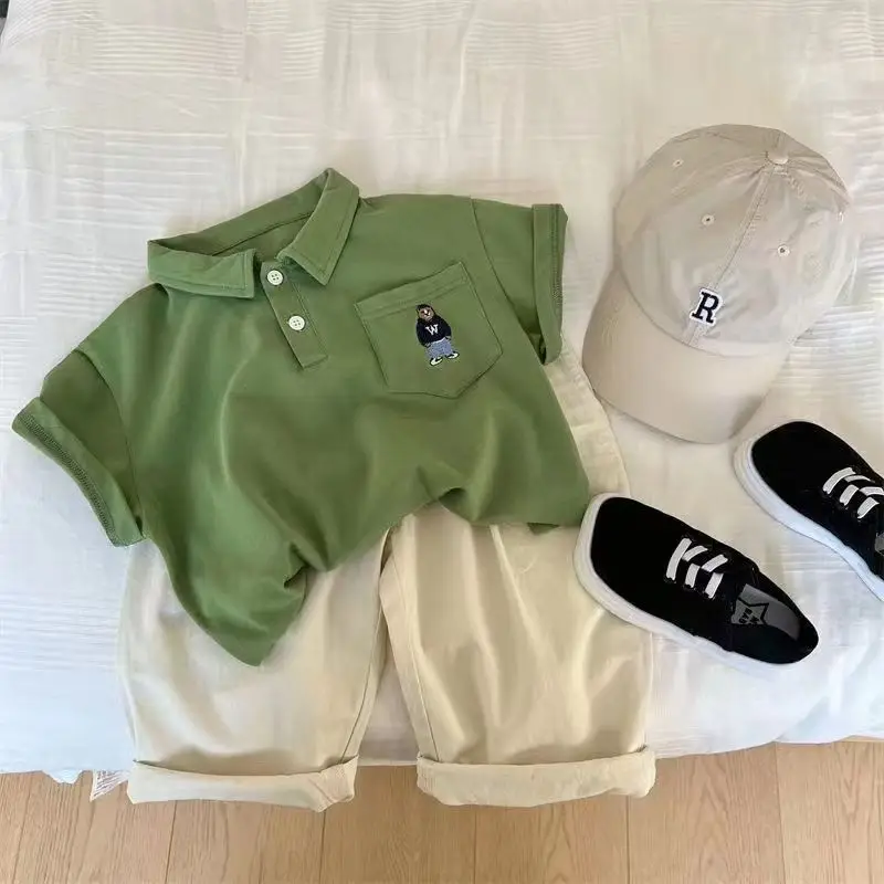 Boys Cotton Polo Shirt 2024 Summer Set