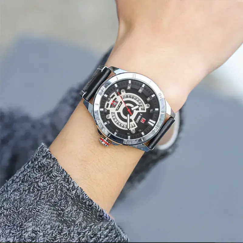 S-Waves Men's Waterproof Cross-Border Watch Brown Leather Belt - Image 8