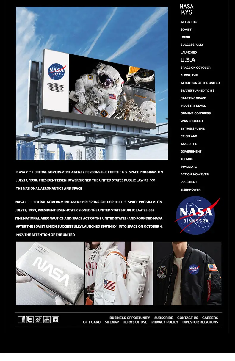 NASA Men's Embroidered Straight Pants Black 2024 — feature 2