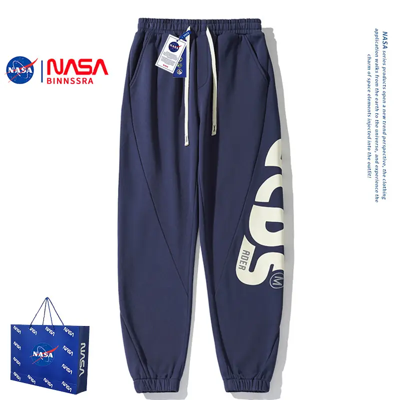 NASA Men's Embroidered Straight Pants Black 2024 - Image 10