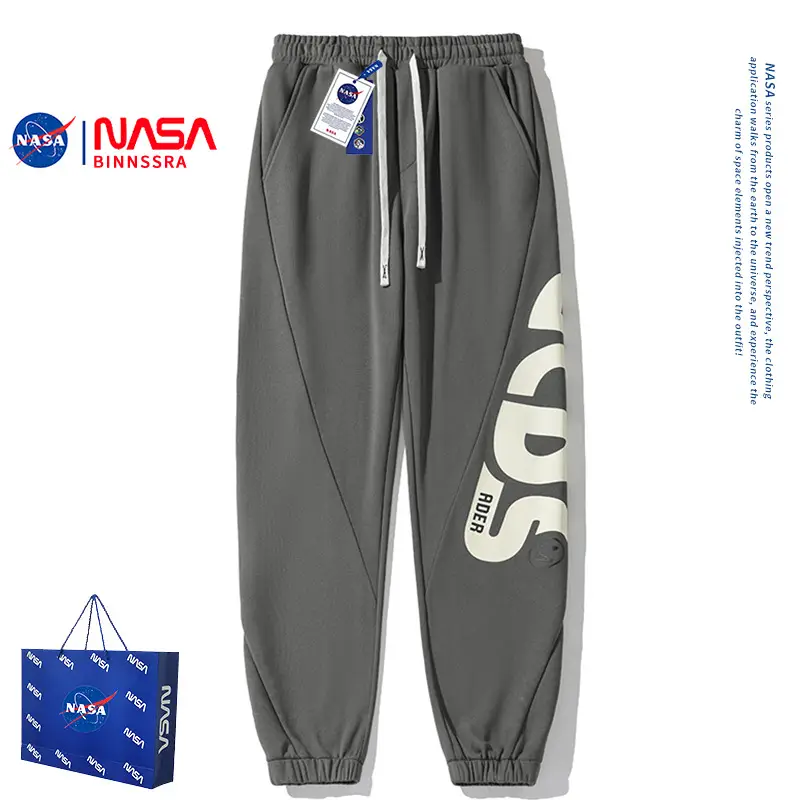 NASA Men's Embroidered Straight Pants Black 2024 - Image 11