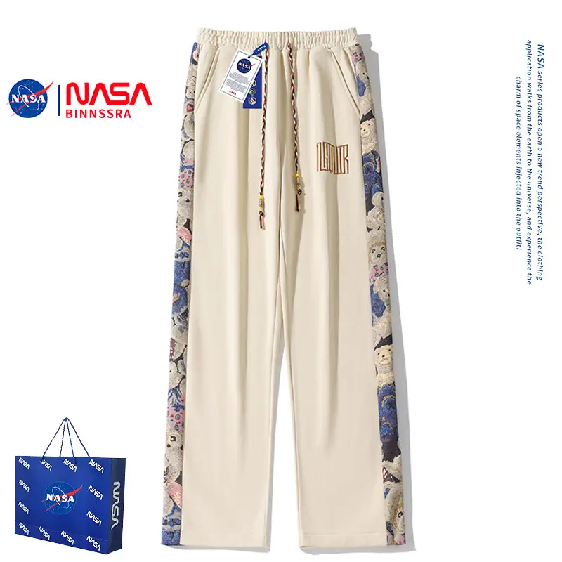 NASA Men's Embroidered Straight Pants Black 2024 - Image 2