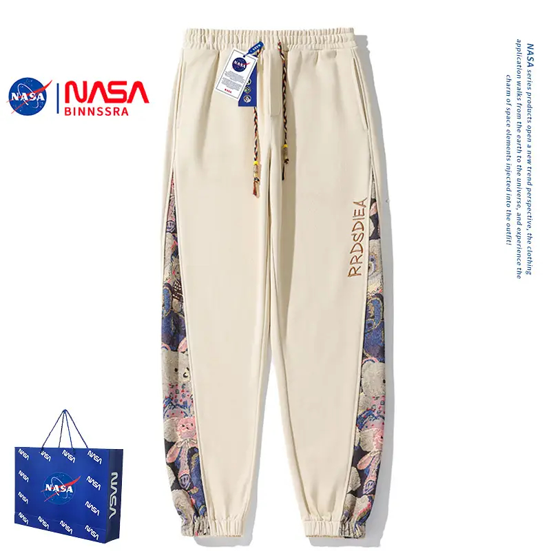 NASA Men's Embroidered Straight Pants Black 2024 - Image 6