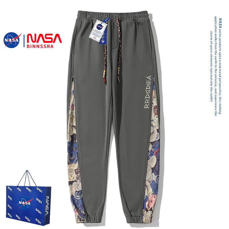 NASA Men's Embroidered Straight Pants Black 2024 - Image 8