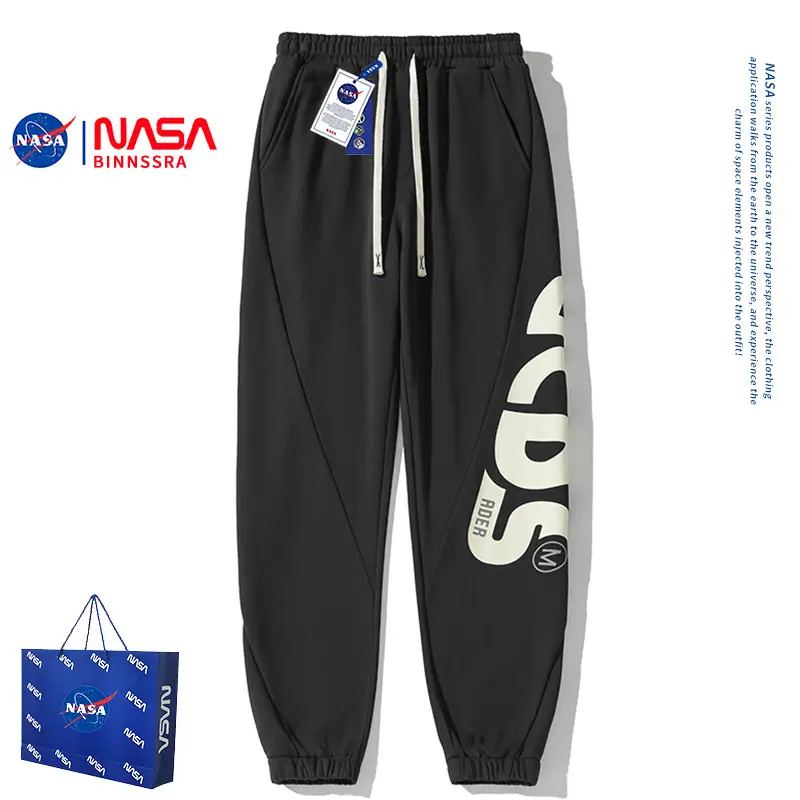 NASA Men's Embroidered Straight Pants Black 2024 - Image 9