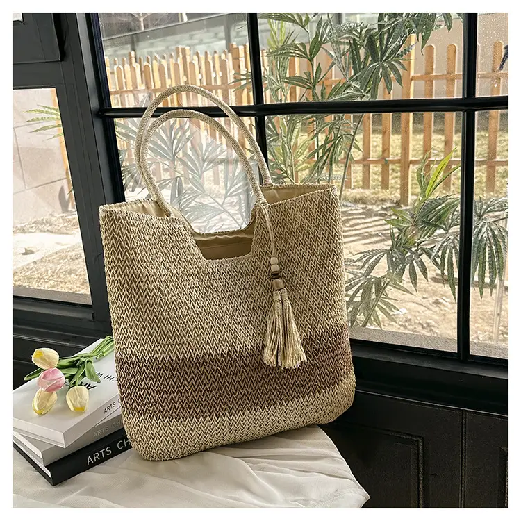 Women Woven Straw Shoulder Bag Large Capacity Summer Beach Tote — feature 12