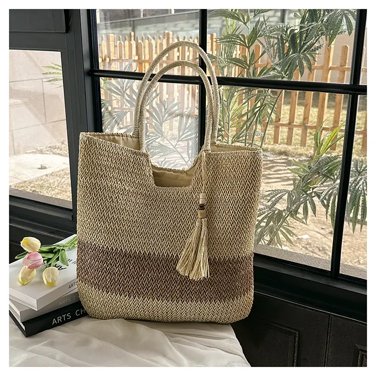 Women Woven Straw Shoulder Bag Large Capacity Summer Beach Tote — feature 13