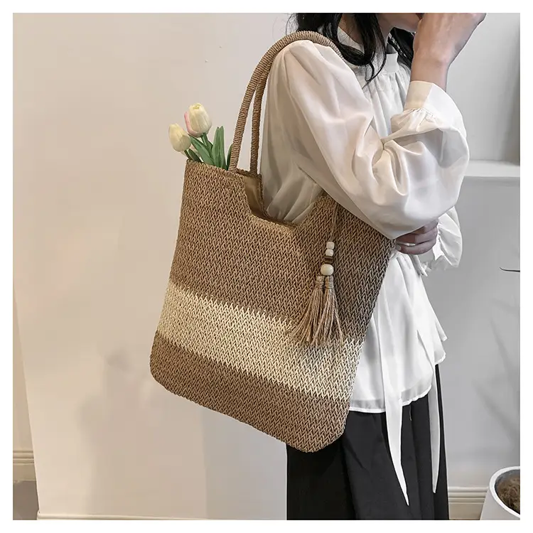 Women Woven Straw Shoulder Bag Large Capacity Summer Beach Tote — feature 14