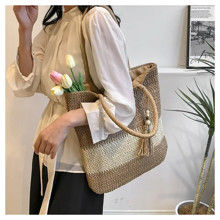 Women Woven Straw Shoulder Bag Large Capacity Summer Beach Tote — feature 15