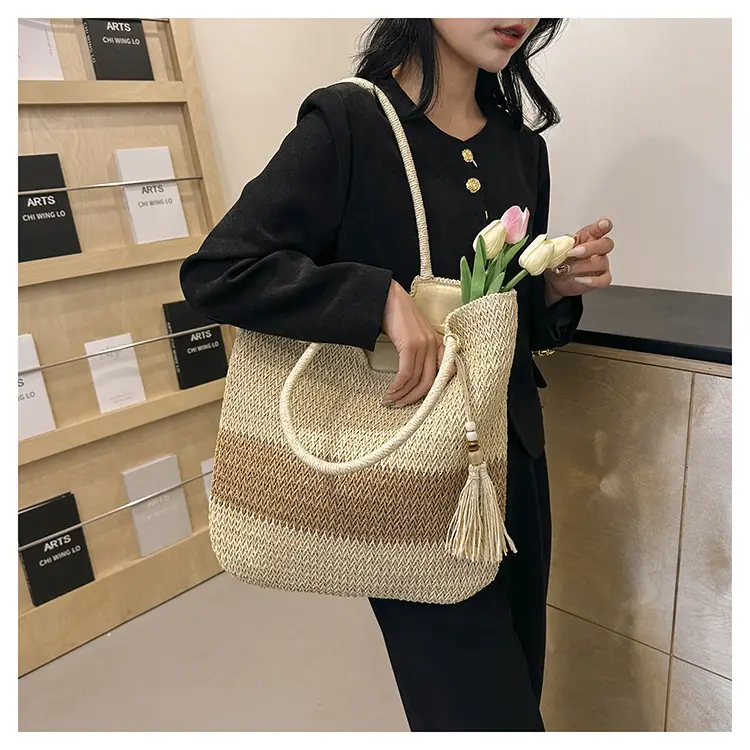 Women Woven Straw Shoulder Bag Large Capacity Summer Beach Tote — feature 16