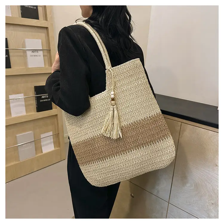 Women Woven Straw Shoulder Bag Large Capacity Summer Beach Tote — feature 17