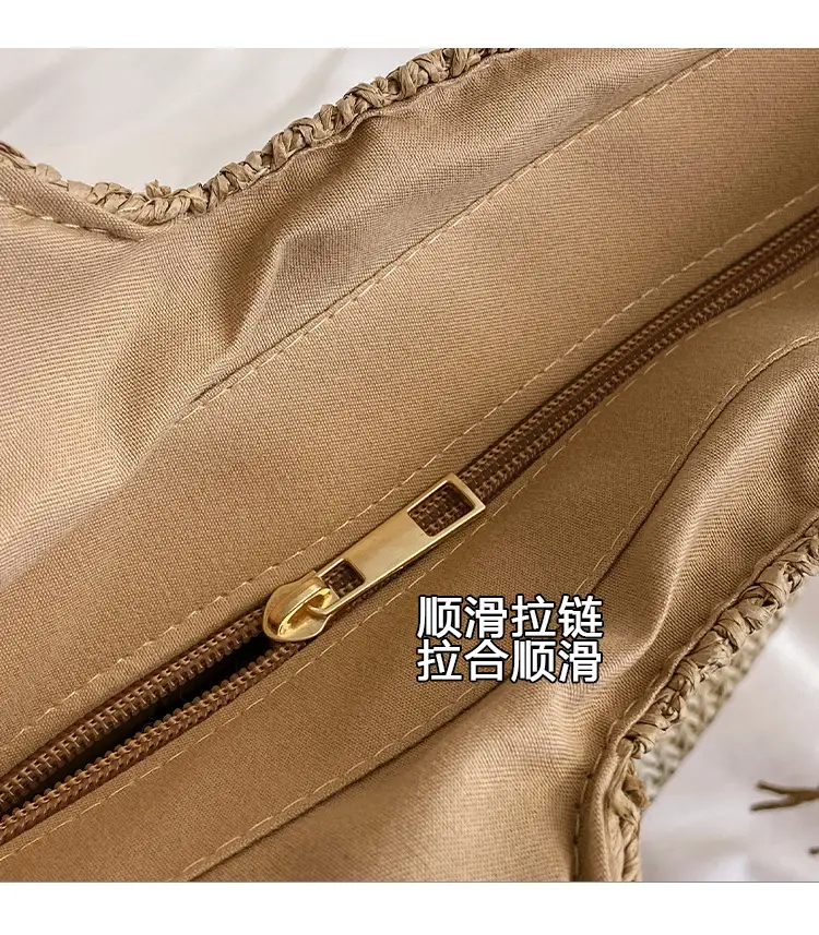 Women Woven Straw Shoulder Bag Large Capacity Summer Beach Tote — feature 7