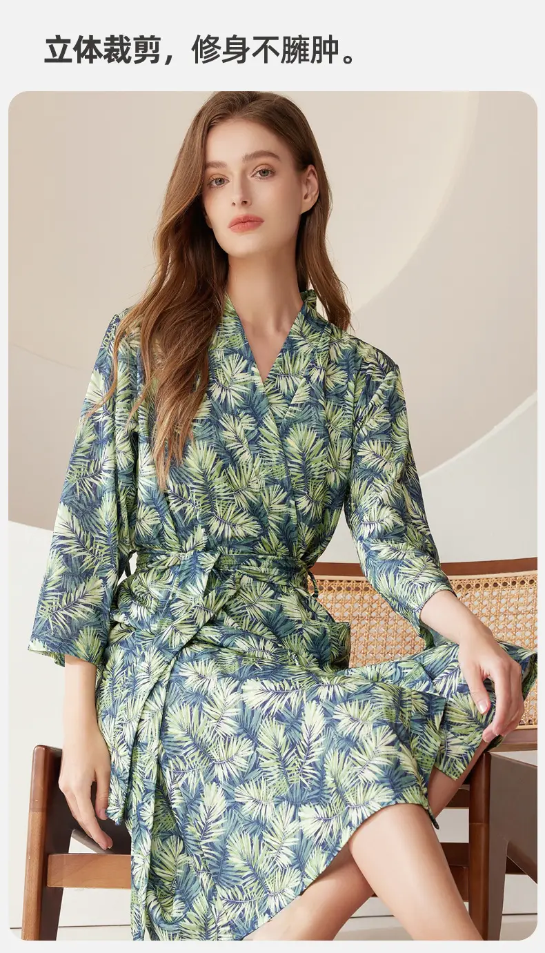 Women's Printed Belted Bathrobe Set — feature 17