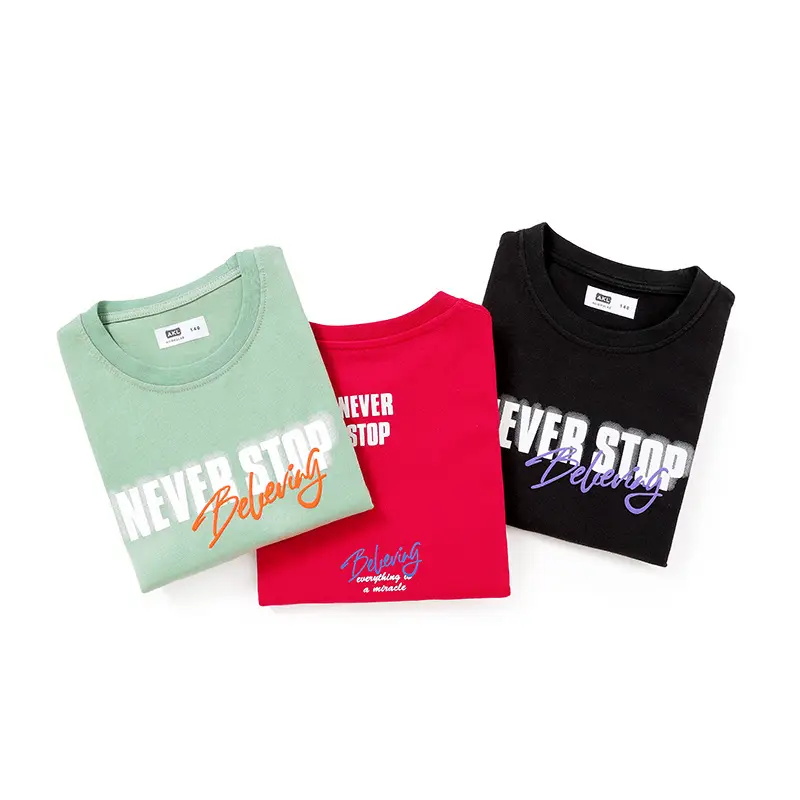 Korean Boys Black T-Shirt Never Stop Running Fan Print - Image 9