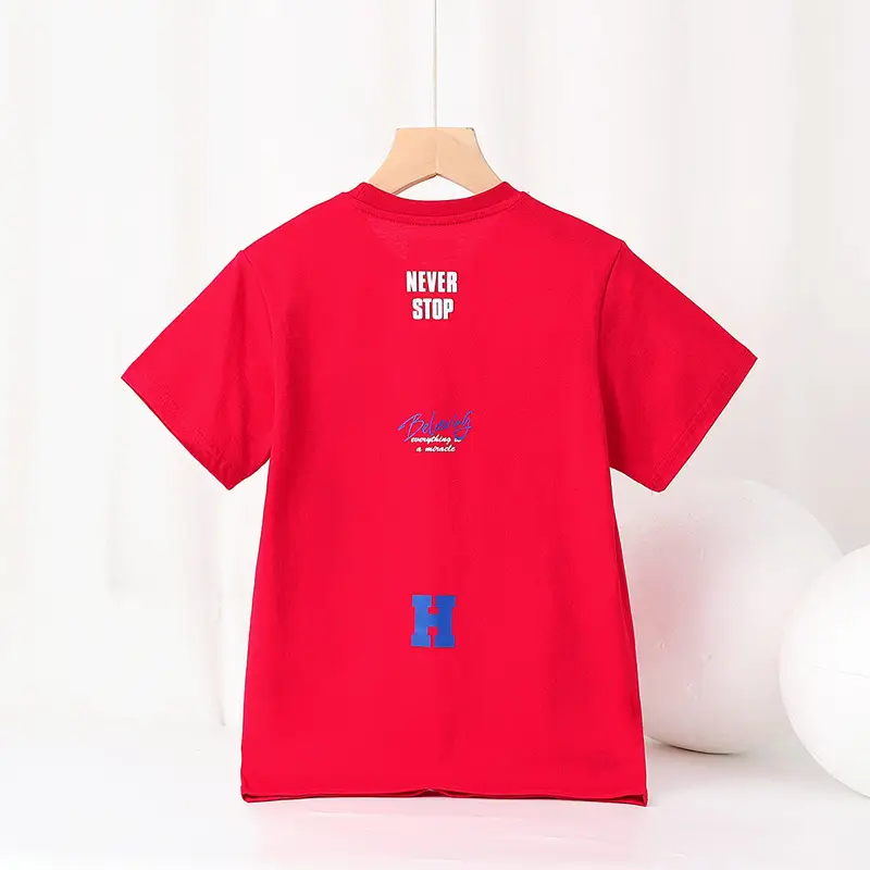 Korean Boys Black T-Shirt Never Stop Running Fan Print - Image 10