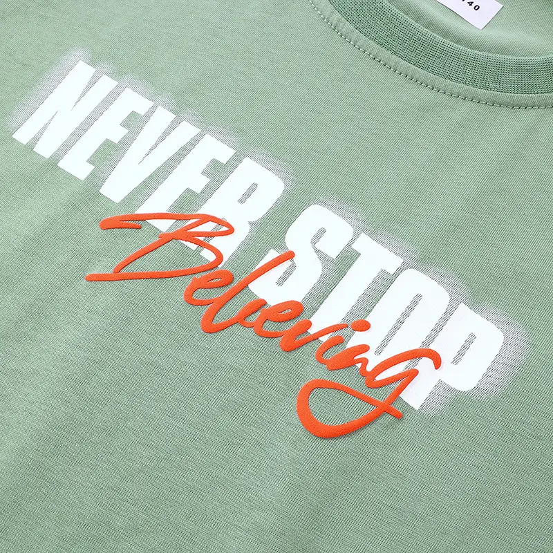 Korean Boys Black T-Shirt Never Stop Running Fan Print - Image 11