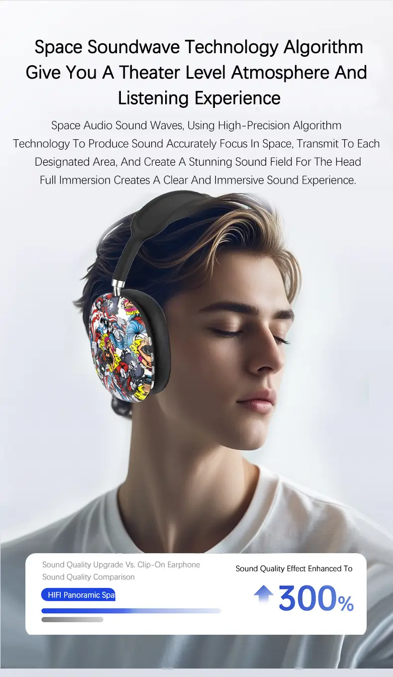 P9 Graffiti Headphones Wireless Bluetooth Gaming Music Mobile β feature 11