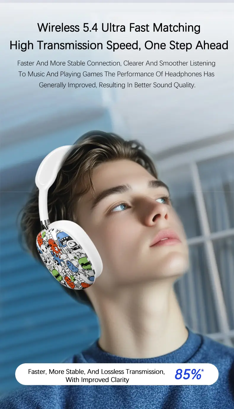 P9 Graffiti Headphones Wireless Bluetooth Gaming Music Mobile β feature 12