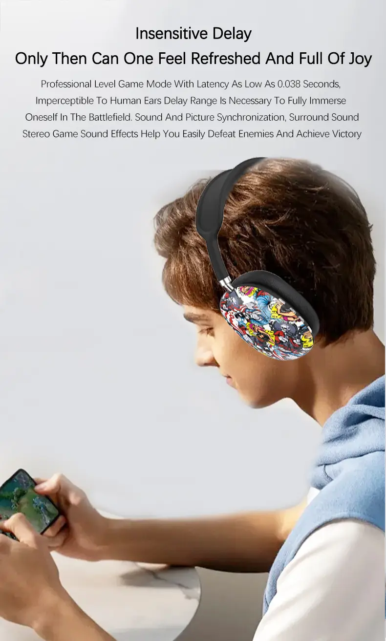 P9 Graffiti Headphones Wireless Bluetooth Gaming Music Mobile β feature 13