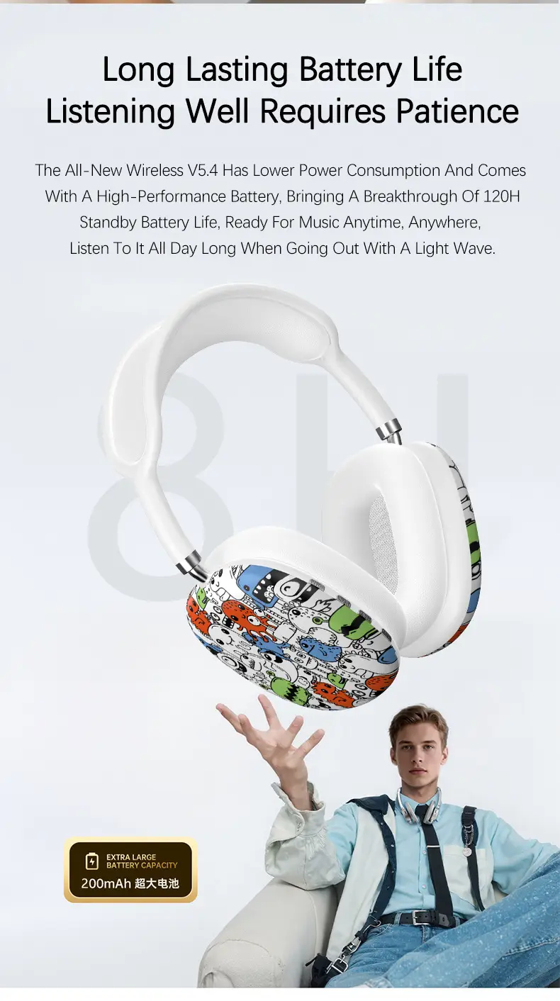P9 Graffiti Headphones Wireless Bluetooth Gaming Music Mobile β feature 14