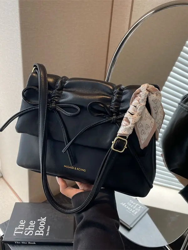 Silver Bow Crossbody Bag for Women Large Capacity - Image 7