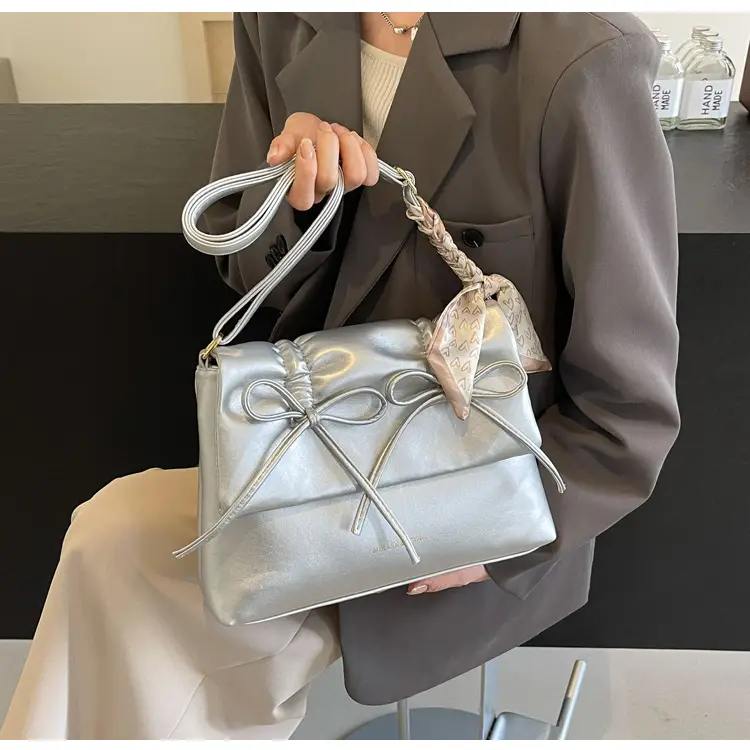 Silver Bow Crossbody Bag for Women Large Capacity — feature 15