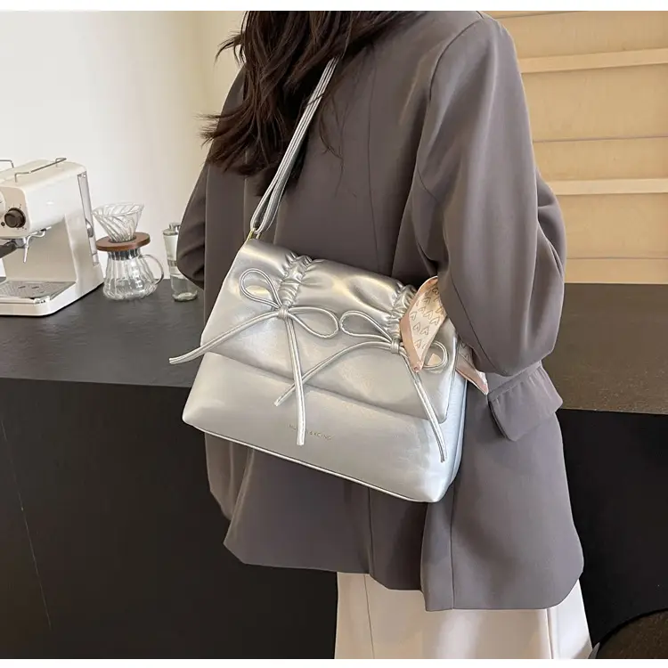 Silver Bow Crossbody Bag for Women Large Capacity — feature 16