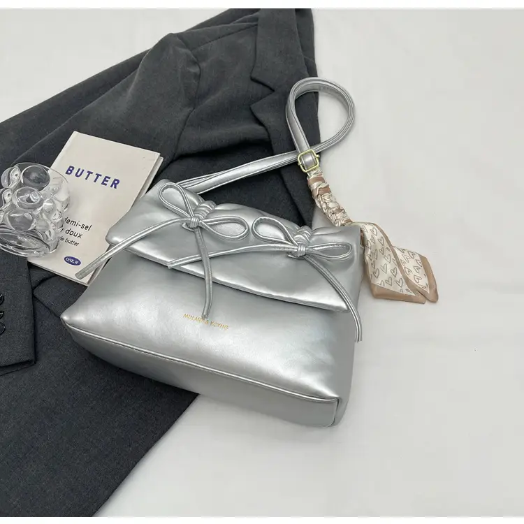 Silver Bow Crossbody Bag for Women Large Capacity — feature 26