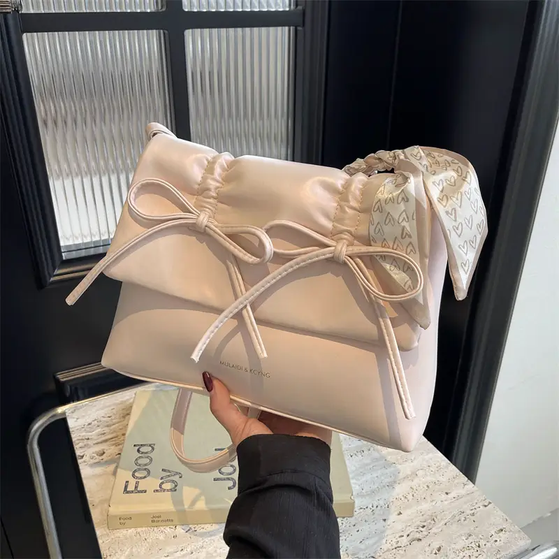 Silver Bow Crossbody Bag for Women Large Capacity - Image 4