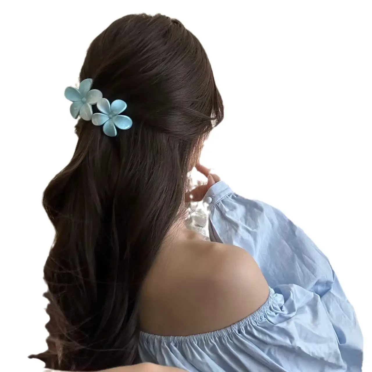 Pink Flower Hairpin for Women Side Bangs Duckbill Clip - Image 8