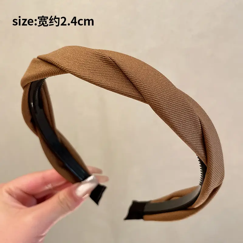 Women's Wide Brim Headband Brown Non-Slip 2.4cm - Image 2