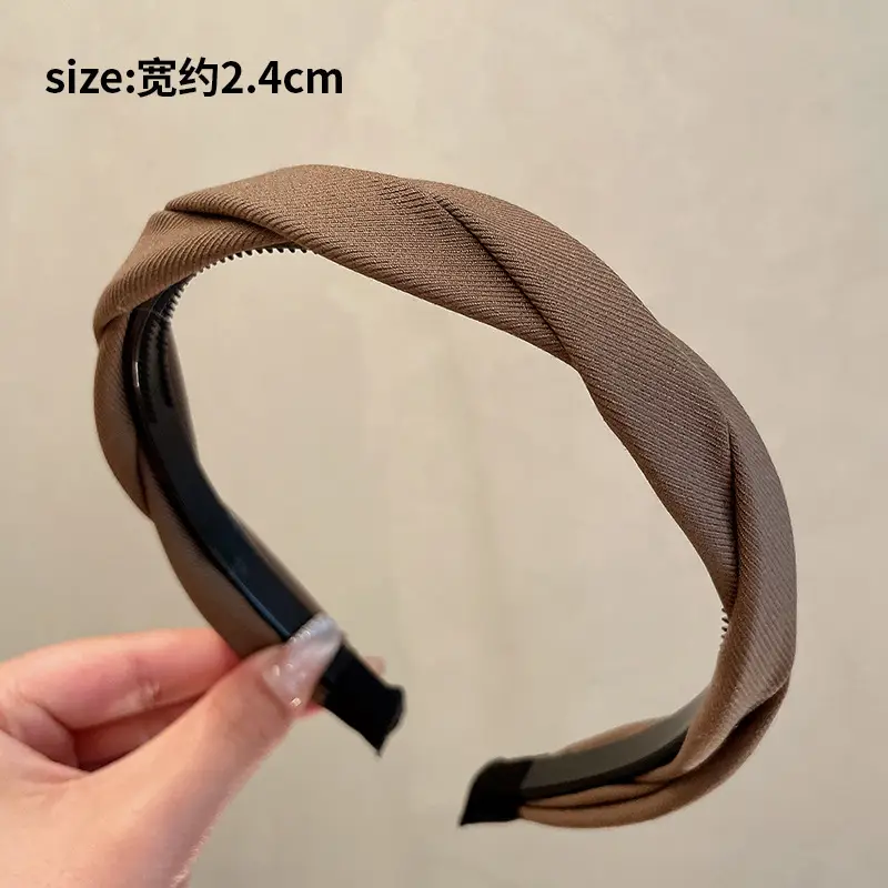 Women's Wide Brim Headband Brown Non-Slip 2.4cm - Image 6