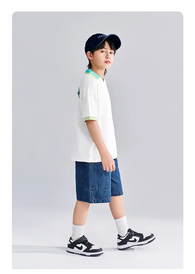 QQduck Boys Short Sleeve T-Shirt White Green Cap — feature 16