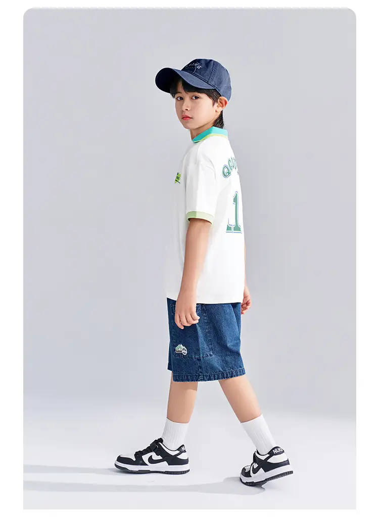 QQduck Boys Short Sleeve T-Shirt White Green Cap — feature 17