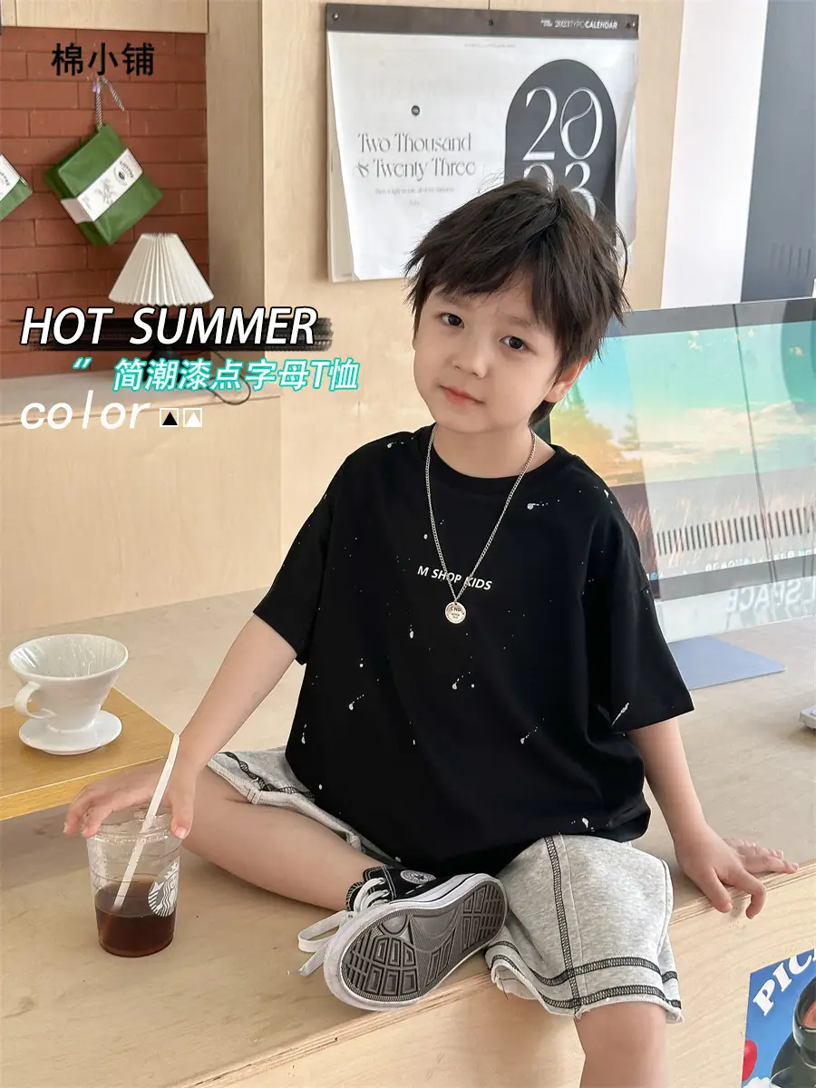 Boys Cotton Summer T-Shirt Pink Pants 2025 New - Image 3