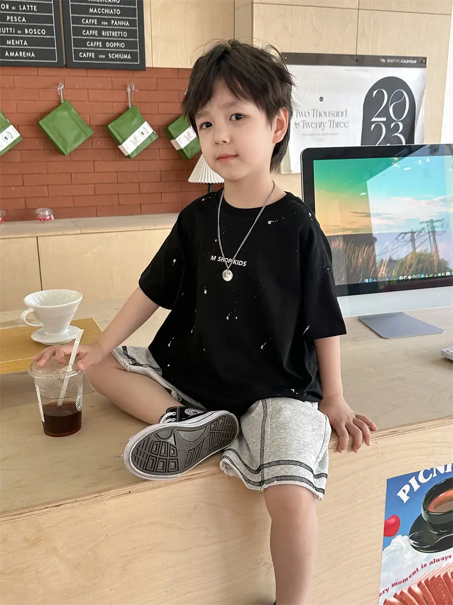 Boys Cotton Summer T-Shirt Pink Pants 2025 New — feature 15