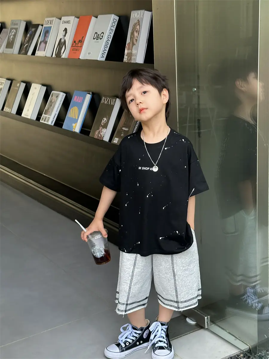Boys Cotton Summer T-Shirt Pink Pants 2025 New — feature 17