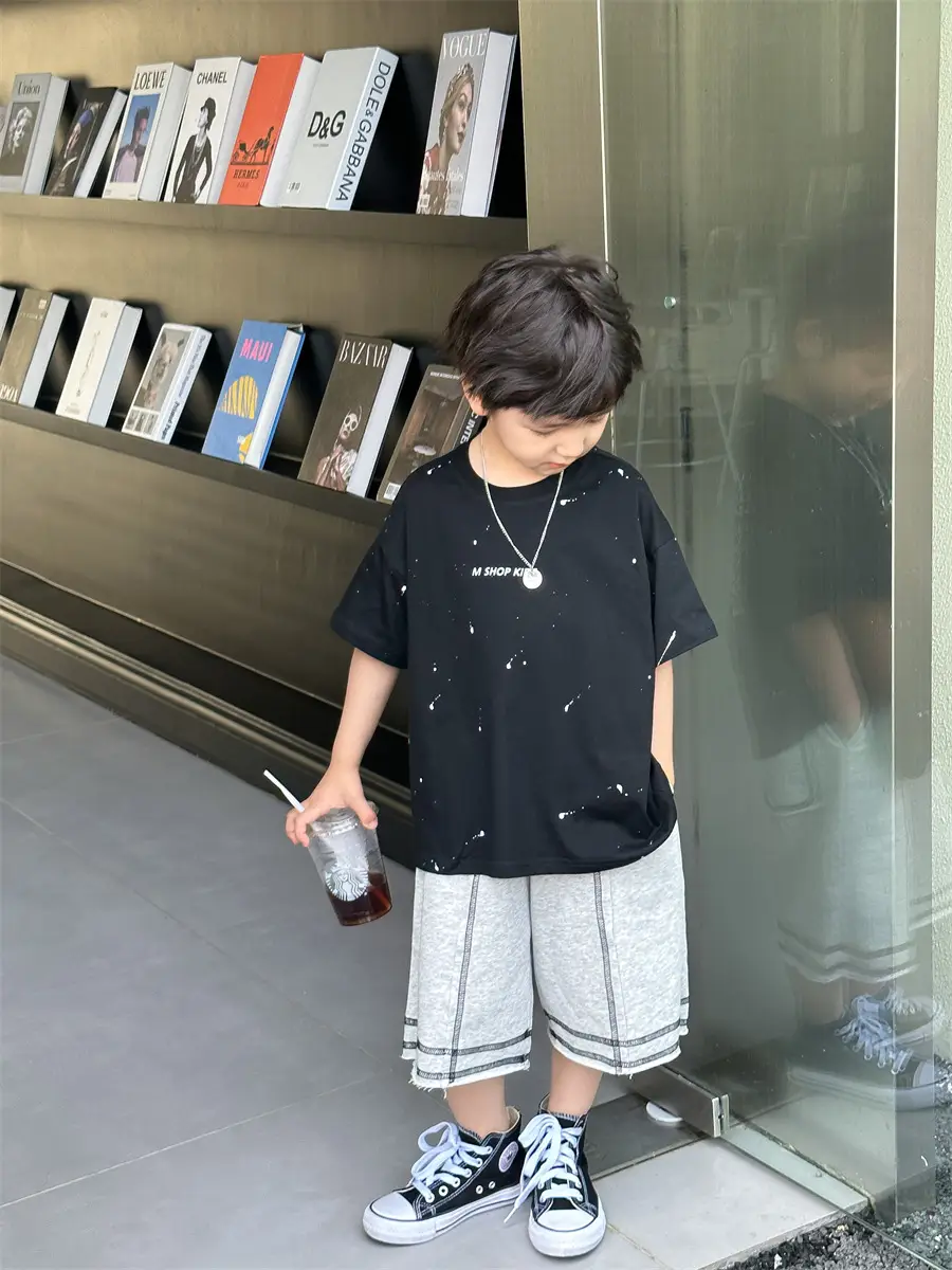 Boys Cotton Summer T-Shirt Pink Pants 2025 New — feature 18
