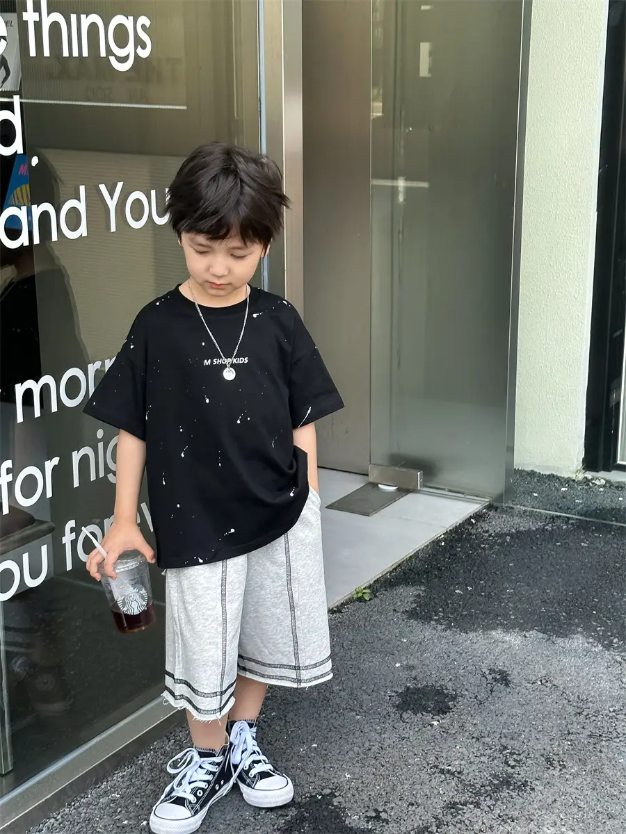 Boys Cotton Summer T-Shirt Pink Pants 2025 New — feature 21
