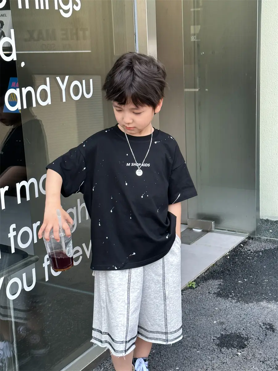 Boys Cotton Summer T-Shirt Pink Pants 2025 New — feature 22