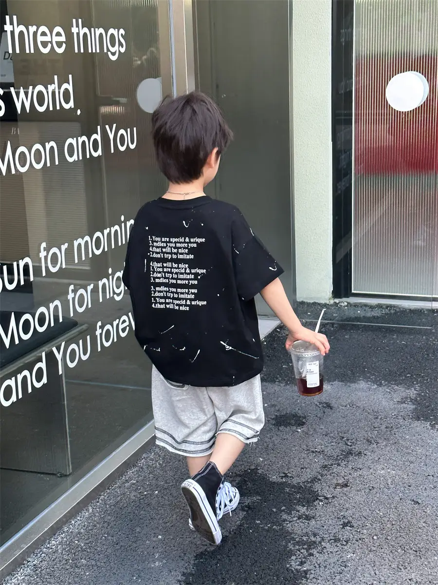 Boys Cotton Summer T-Shirt Pink Pants 2025 New — feature 24
