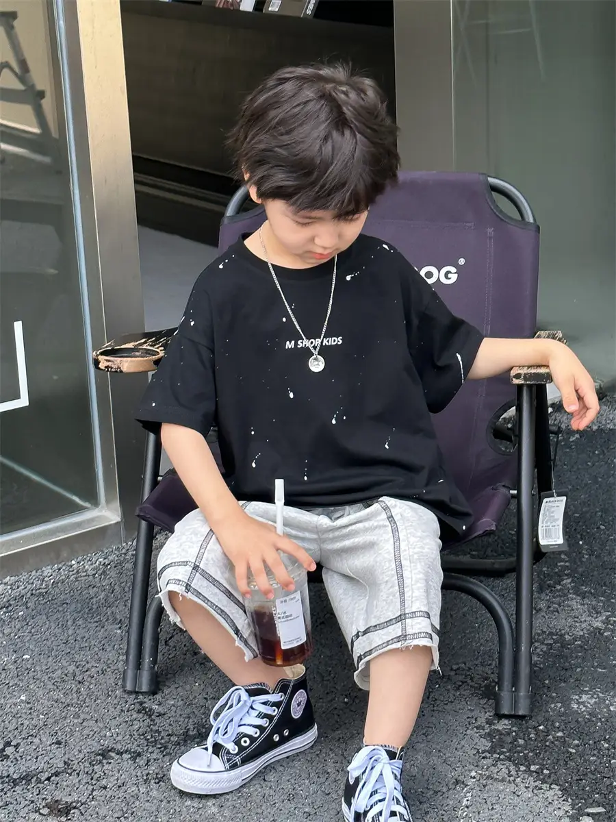 Boys Cotton Summer T-Shirt Pink Pants 2025 New — feature 26