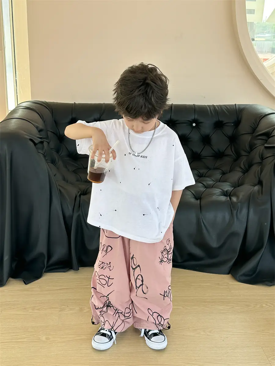 Boys Cotton Summer T-Shirt Pink Pants 2025 New — feature 30