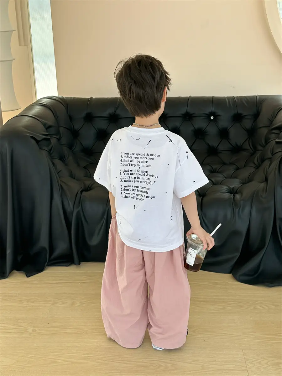 Boys Cotton Summer T-Shirt Pink Pants 2025 New — feature 35