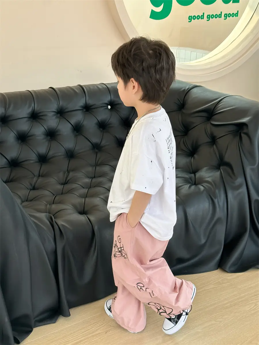 Boys Cotton Summer T-Shirt Pink Pants 2025 New — feature 44