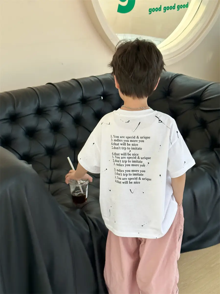 Boys Cotton Summer T-Shirt Pink Pants 2025 New — feature 45
